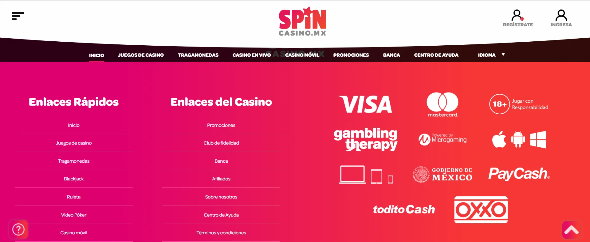 metodos pago casinos spincasinos