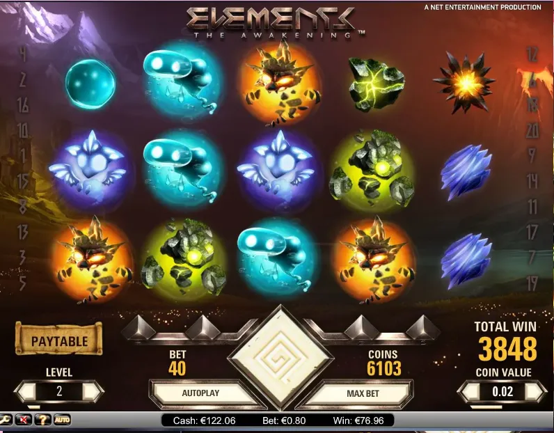 Juego Elements The Awakening de NetEnt