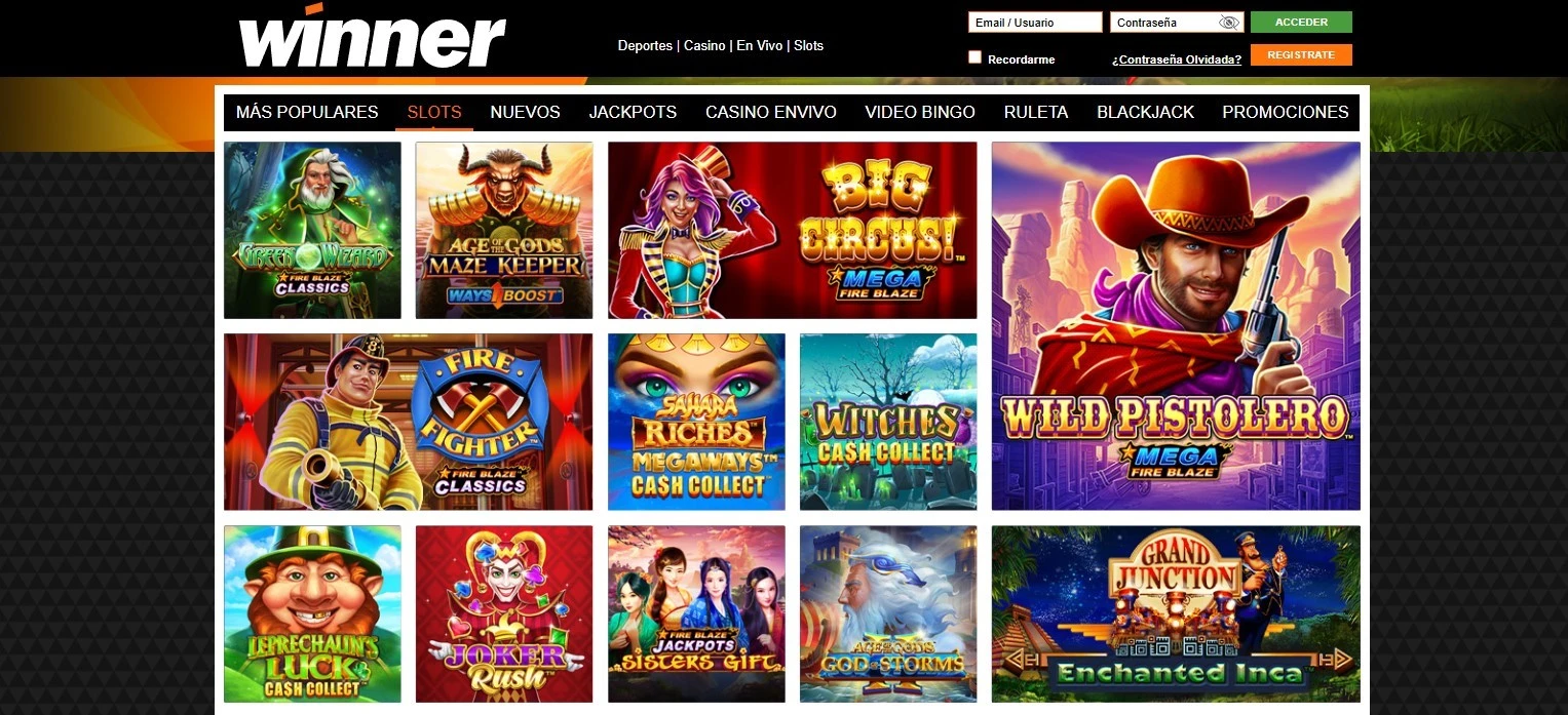 Juegos disponibles en la versión móvil del casino winner