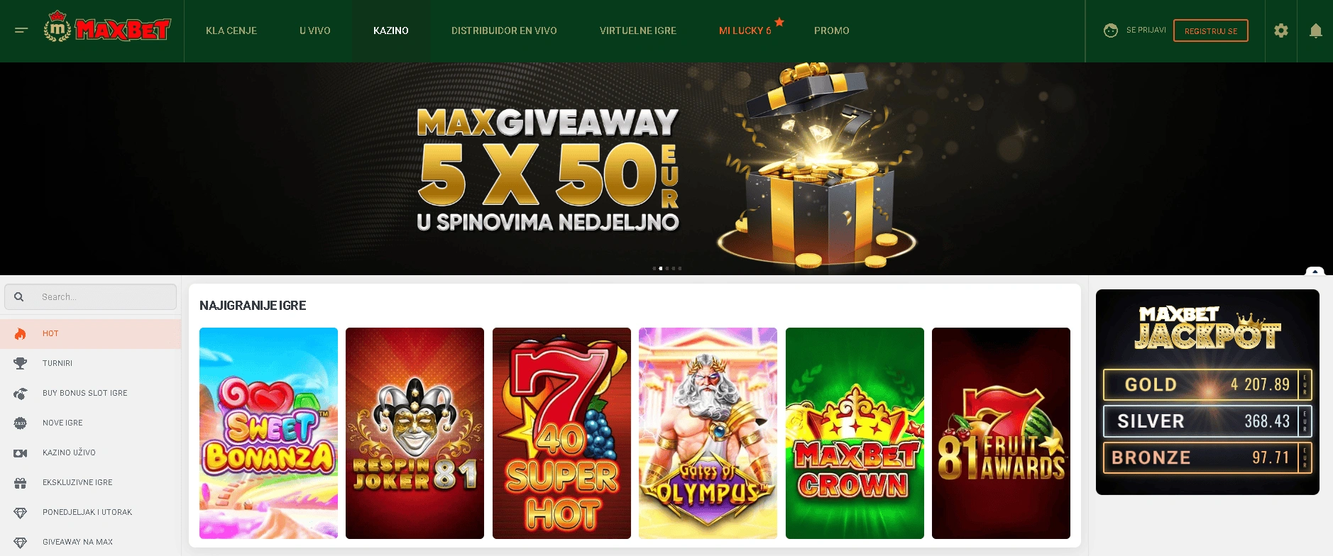 Registro en Maxbet casino online