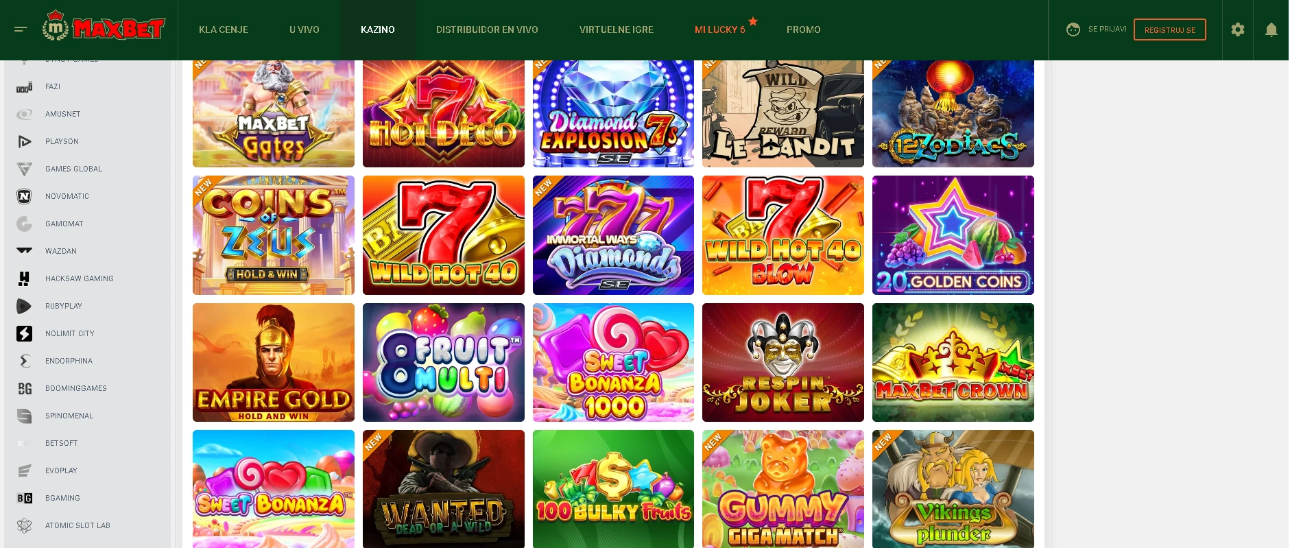 Juegos disponibles en Maxbet casino online